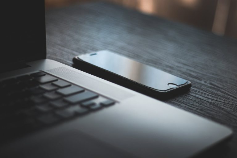 Laptop and phone for website design
